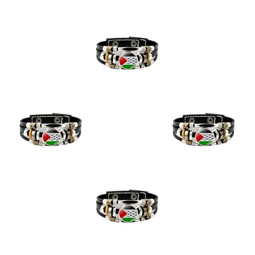 Qsvbeeqj Lederarmbänder mit Palästina-Flagge, mehrlagig, gewebt, für Damen und Herren, Schmuck, Mode-Accessoires, Familie und von Qsvbeeqj
