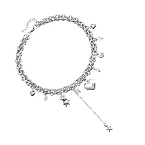 [Qsvbeeqj] Legierung Herz Bär Amulett Halsschmuck tragbar für Frauen und Trendsetter verbessern Sie Ihren Look von Qsvbeeqj