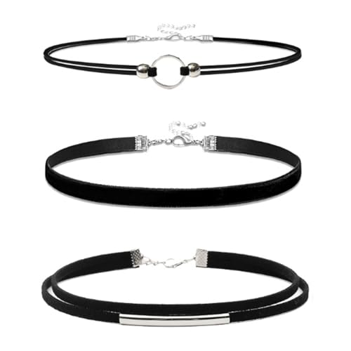 Qsvbeeqj Leichte Verstellbare Schwarze Stoffketten Set Aus 2 Schichtschmuck Perfekt Für Lässige Oder Formelle Anlässe Empfindliche Hautfreundliche Halskette von Qsvbeeqj
