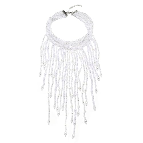 Qsvbeeqj Mehrschichtige Perlen-Halskette mit Quasten-Design, bequeme Halskette, Schmuck für den täglichen Gebrauch, mehrsträngig, anlaufgeschützter Schmuck von Qsvbeeqj