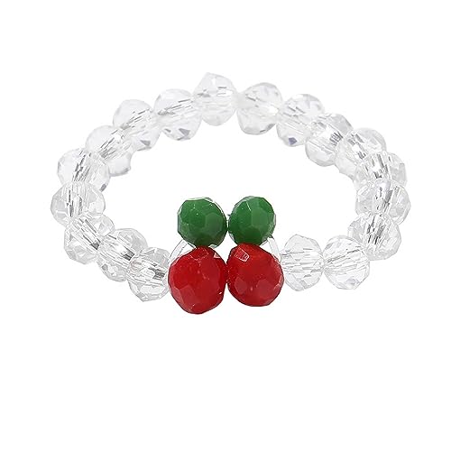Qsvbeeqj Minimalistische Elastische Rote Kirschringe Dehnbare Kirschperlenringe Bequeme Verschleißparty Acrylfinger Frauen Verstellbare Perlenparty von Qsvbeeqj