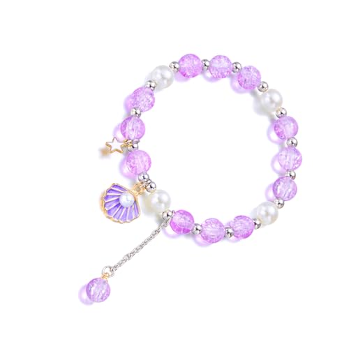 Qsvbeeqj Minimalistische Schale Anhänger Armband Zierer Perlen Handchain Juwelry Stylish Accessoire Handgefertigtes Geschenk Für Mädchen Mädchen Erstes Kommunionarmband von Qsvbeeqj