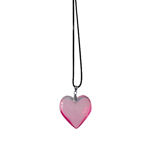 Qsvbeeqj Mode Clear Glass Heart Anhänger Halskette Temperament Schnüre Up Halskette Schmuck Schmuckschmelze Kettenkragen Modekragen Halskretch Für Frauen Vintage Schlangekette Kette von Qsvbeeqj
