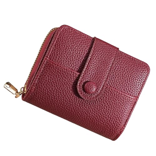 Qsvbeeqj Mode Geldbörse Stil Münzentaschen Großkapazitätsbörse PU Leder Wechseltasche Uni Kurze Tasche mit Kartenhalter Frauen mit Kartenhalter PU Leder Münze, rot red, Jeden rozmiar, Massive von Qsvbeeqj