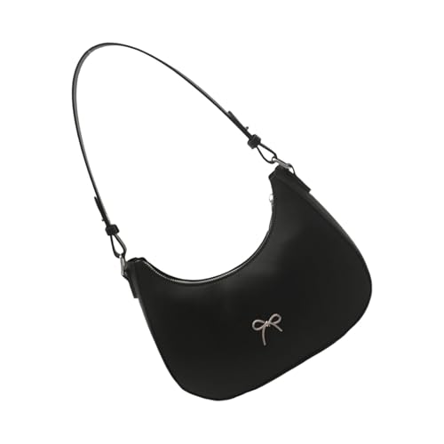 Qsvbeeqj Mode Kleine Umhängetasche Für Frauen Ästhetische Achselhöhle Mode Damen Handtasche Abendtasche Mit Schleife Schmetterling Muster Tasche,Schwarz,One Size von Qsvbeeqj