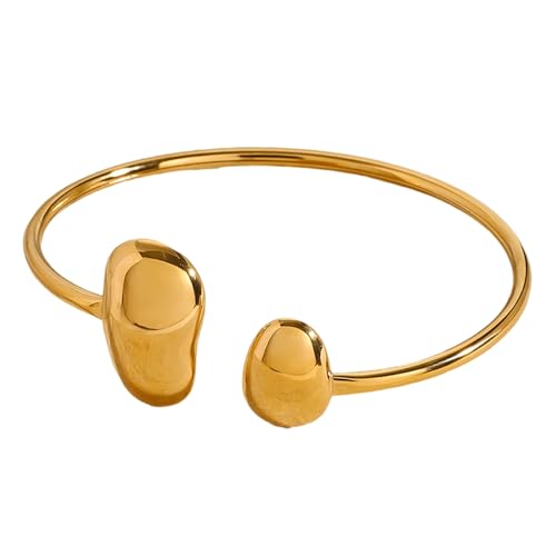 Qsvbeeqj Modernes Punk Armband Metallbänder Geometrisches Weites Handgelenk Schmuck Edelstahl Textur Für Frauen Und Mädchen Verstellbares von Qsvbeeqj