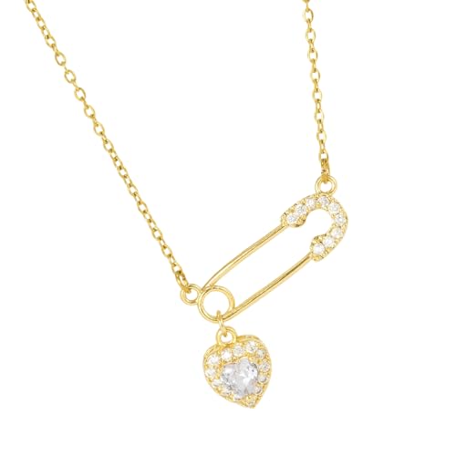 Qsvbeeqj Modische Moderne Herzförmige Stecknadel Halskette Elegante Robuste Kupferschmuck Komfortable Mode Special Geschenke Ideen Minimalistische Stiftdesigns Halskette von Qsvbeeqj