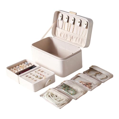Qsvbeeqj Multi Layer Juwelierstader Organisatoren Premium PU Dekorative Gehäuse Mit Partitionsdesign Für Ohrringketten Geschichtete Schmuck Organisatoren Für Frauen von Qsvbeeqj