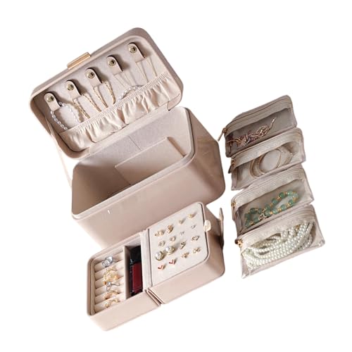 Qsvbeeqj Multi Layer Juwelierstader Organisatoren Premium PU Dekorative Gehäuse Mit Partitionsdesign Für Ohrringketten Geschichtete Schmuck Organisatoren Für Frauen von Qsvbeeqj