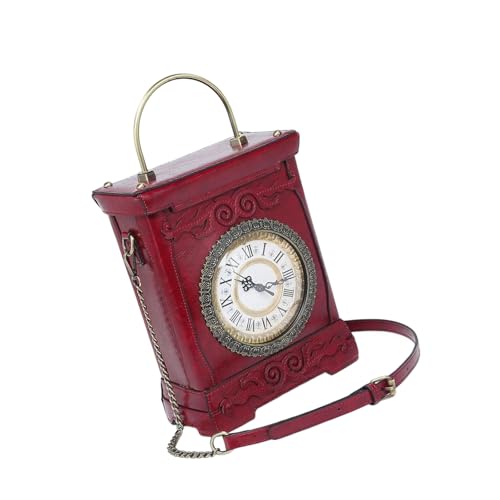 Qsvbeeqj Neuheit Uhr Form Form Der Geldbörse Für Frauen Retro Top Handtaschen Mode Crossbody Schulter Mit Abnehmbarem Kettenkreuzkörper von Qsvbeeqj