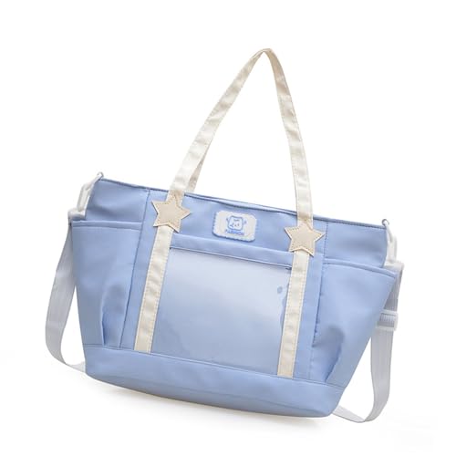 Qsvbeeqj Nylon große Kapazität Umhängetasche Crossbody Tasche für Reisen oder zum Einkaufen Verstellbarer Gürtel Mode Alltag Unentbehrlich, quiet shade-clematis blue von Qsvbeeqj