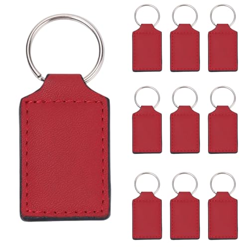 Qsvbeeqj Packung Von 10 Sublimation Rohlanks Schlüsselring Anheife Hitzetransfer PU Leder Schlüsselanhänger Für Männer Frauen Geburtstag von Qsvbeeqj