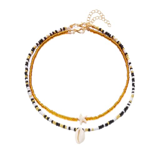 Qsvbeeqj Packung Von 2 Böhmischen Doppelschichtsteuerfischen Muschelperlen Anhänger Halskette Verleiht Jedem Outfit Oder Event Shell Perlen Schmuck Einzigartige Charme von Qsvbeeqj