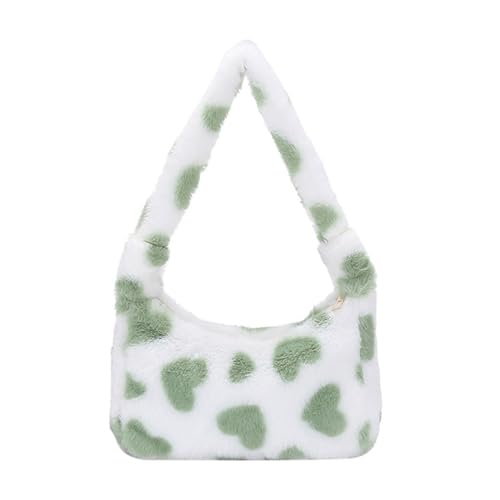 Qsvbeeqj Plüsch Handtasche Damen Mädchen Schultertasche Plüsch Handtasche Herbst Winter Handtasche Groß Handtasche Grün One Size von Qsvbeeqj