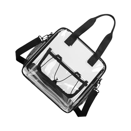 Qsvbeeqj Praktische transparente PVC-Aufbewahrungstasche für Reisen, Sportveranstaltungen, große Kapazität, Organizer mit bequemem Griff, leichtes PVC, Handtrageaufbewahrung, Schwarz , One Size von Qsvbeeqj