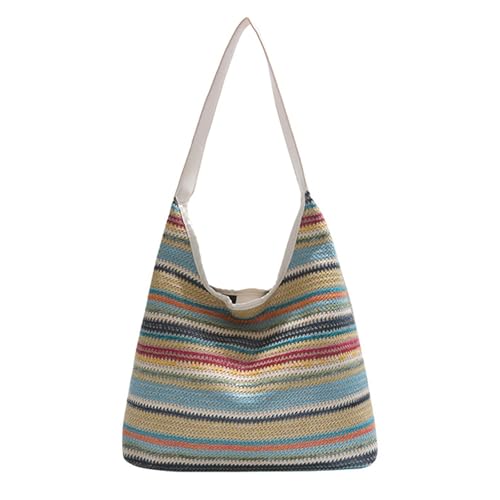 Qsvbeeqj Raffia Stroh Geldbeutel Für Frauen Gewebter Umhängetasche Große Kapazität Unterarmtaschen Handgefertigte Handtasche Für Strand Und Urlaubsschulter von Qsvbeeqj