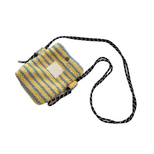 Qsvbeeqj Retro Inspirierte Crossbody Tasche mit verstellbarem Gürtel Moderne Umhängetaschen Weich Schulranzen Tasche für Studenten und Pendler Polybag, Gelb und Blau Stri von Qsvbeeqj
