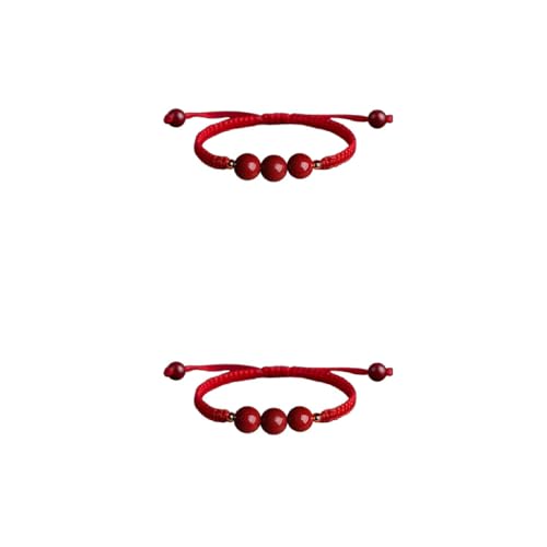 Qsvbeeqj Rote Seilpaar Armreifen High Content Cinnabars Frauen Single Perlenarmband/Dreifachperlen Handgelenk Kette Drei Zusammen Männer Und Frauen Armreifen von Qsvbeeqj