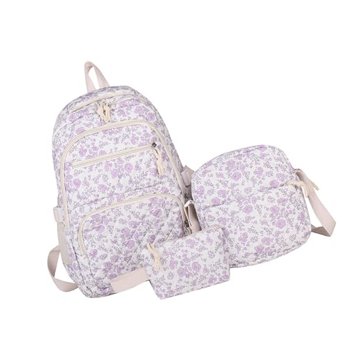 Qsvbeeqj Rucksäcke Für Girl 3PCS Kids Kinder Teen School Rucksack Mit Umhängetaschen Stifte Beutel Set Schöne Büchertaschen Reiseschule Rucksäcke Für Mädchen von Qsvbeeqj