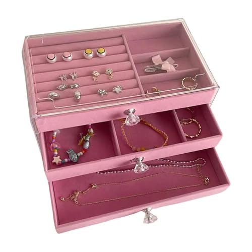 Qsvbeeqj Schutzschachtel Für Schutz Schmuck Mit Samtfutter Stapelbarer Ohrring Organisator Multi Layer Halskettenhalter Für Frauen Stapelbar Schmuck Lagerung von Qsvbeeqj