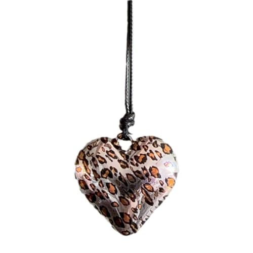 Qsvbeeqj Solide Legierung und Harz Leopard Herz Anhänger Halskette Mode Accessoires für Damen und Herren Silber Lange Kette Schmuck Herz Anhänger Halskette, One Size, Wie beschrieben, Wie beschrieben von Qsvbeeqj