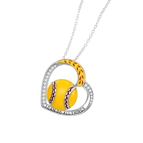 Qsvbeeqj Stilvoller Herzförmiger Schmuck Mit Verstellbarer Kette Inspirieren Von Baseball Softball Themen Geschenkideen Volleyball Baseball Basketball Anhänger von Qsvbeeqj
