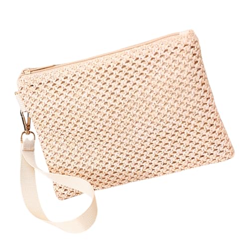 Qsvbeeqj Strand wesentliche Stroh Clutch Bag für Frauen gewebt kleine Handtasche mit Armband trendy Strand Reißverschluss Handtasche gewebte Kupplung, d von Qsvbeeqj