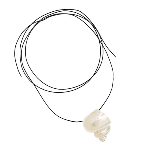 Qsvbeeqj Strandstile Naturalschale Anhänger Halskette Zum Schichten Von Outfit PU Lederseil Verstellbare Länge Neckkettenschale PU Lederkordel Halskette von Qsvbeeqj