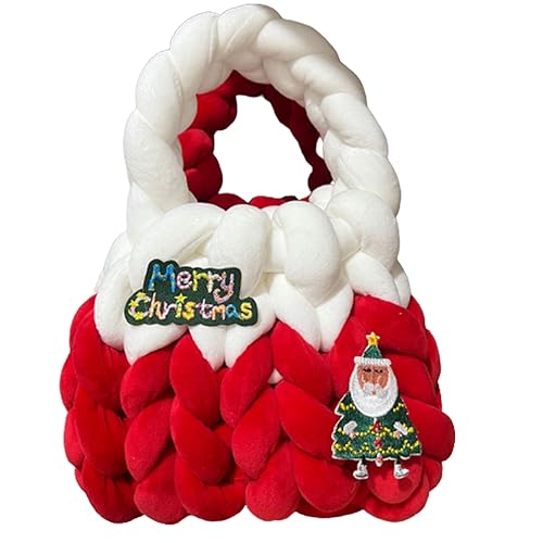 Qsvbeeqj Stylische Weihnachtsfest Kleine Gewebte Tasche Leichte Und Langlebige Feiertagsgeschenkbeutel Zum Einkaufen Und Partys Weihnachtstaschen von Qsvbeeqj