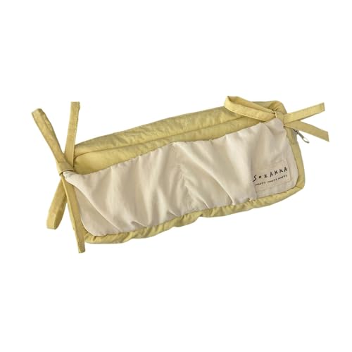 Qsvbeeqj Stylisches Federmäppchen mit Schleife 18 x 8 x 6 cm Federmäppchen mit großer Kapazität großes Fach Reisenbleistift Organizer Tasche Schleife, Gelb und Weiß von Qsvbeeqj