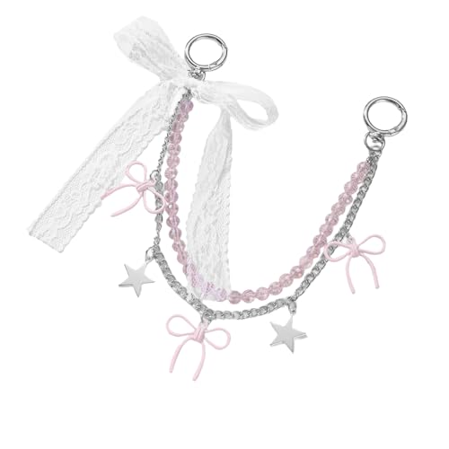 Qsvbeeqj Stylish Perlen PU Leder Spitze Bögen Tasche Charme Elegante Handtasche Accessoire Taschen Schlüsselbundhalter Für Frauen Mädchen Süßes Pu Leder Spitzen Schlüsselbund Accessoire von Qsvbeeqj