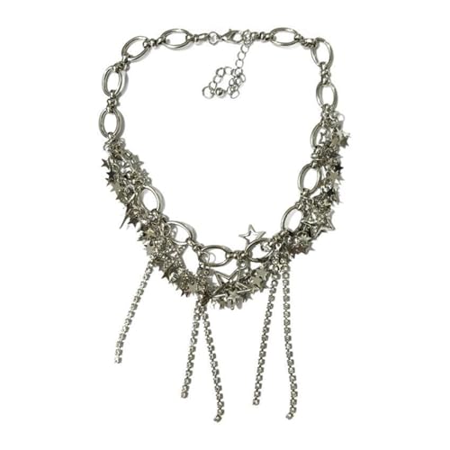 Qsvbeeqj Stylish Star Tassels Choker Halskette Mode Halskette Schimmerndetails Star Fransenhals Schmuck Für Tägliche Verschleiß Hals Accessoires Für Frauen von Qsvbeeqj