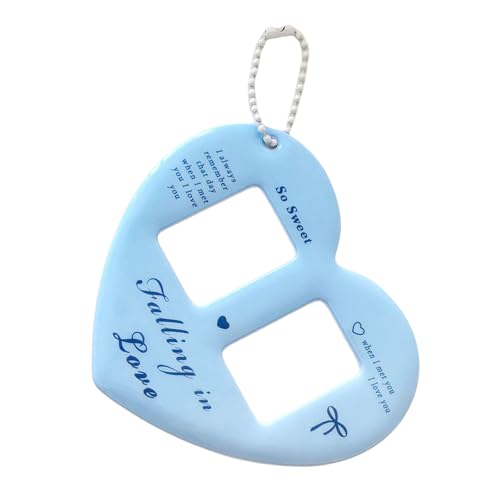 Qsvbeeqj Tragbare Fotokarten Halter Herzform Foto Schlüsselanhänger 1 Zoll mit Doppel Netz Kartenhalter Fotohülle Ärmel Ärmel, quiet shade-clematis blue von Qsvbeeqj