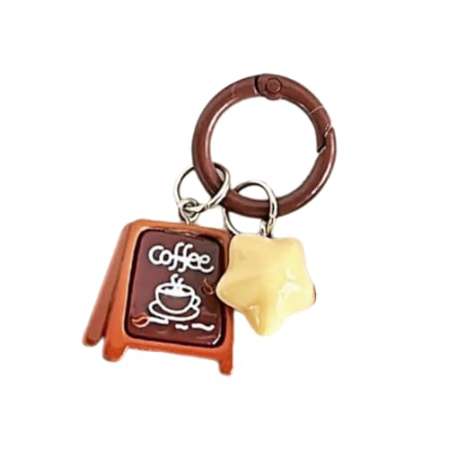 Qsvbeeqj Trendy Star Geformte Kaffee Key Essgeschirr Charme Schlüsselbund Für Erwachsene Mädchen Modische Schmuckzubehör Accessoires von Qsvbeeqj