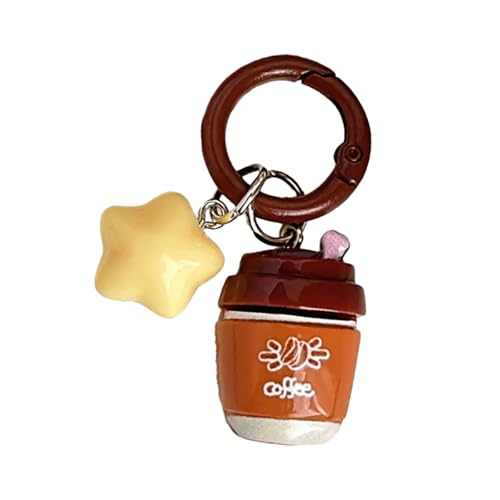 Qsvbeeqj Trendy Star Geformte Kaffee Key Essgeschirr Charme Schlüsselbund Für Erwachsene Mädchen Modische Schmuckzubehör Accessoires von Qsvbeeqj
