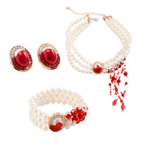 Qsvbeeqj Tropfende Bluthalshalskette Ohrring Multilayer Perle Short Halskette Einzigartige Schmuck Halloween Party Armbänder Frauen Frauen Qsvbeeqj Tropfende Bluthalshalskette Ohrring Multilayer Perle Short Halskette Einzigartige Schmuck Halloween Party Armbänder Frauen Frauen von Qsvbeeqj