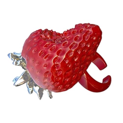 Qsvbeeqj Verstellbare Erdbeerharzringe Süßer Schmuck Trendy Geschenke Für Frauen Mädchen Partys Erdbeerschmuck von Qsvbeeqj