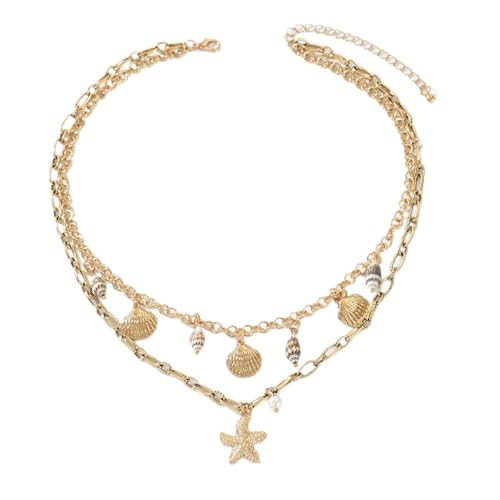 Qsvbeeqj Verstellbare Schale & Perlen Strand Halskette 18+3 Cm Stapelbarer Schmuck Für Frauen Urlaubsschichten Accessoires Colarbone Halskette von Qsvbeeqj