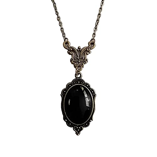 Qsvbeeqj Vintage Goth Rot/Schwarz Quarz Kristall Cameo Anhänger Kette Halskette Frauen Mode Schmuck Vintage Charme Accessoires Edelstein Anhänger Halskette Für Männer von Qsvbeeqj