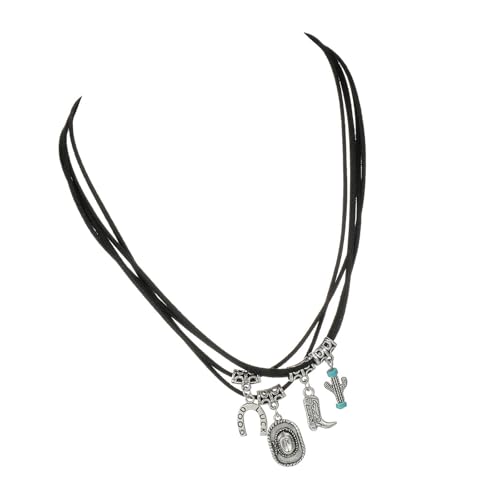 Qsvbeeqj Vintage Western Styles Multi Layer Anhängerkette Für Frauen Und Mädchen In Braunem Leder Mit Raffinierten Akzenten Robuste Legierung von Qsvbeeqj