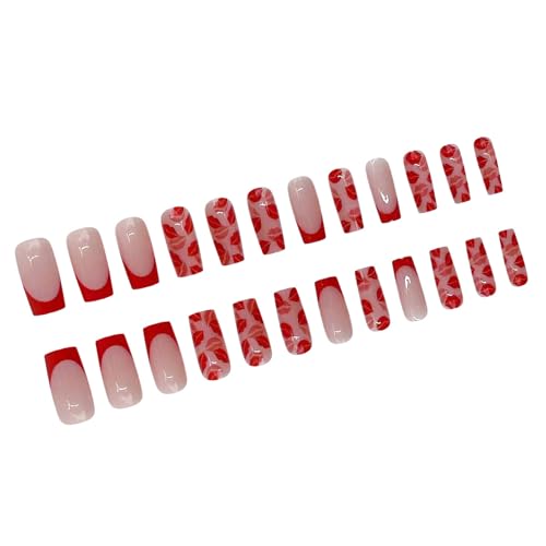 Quadratische Nägel, künstliche Nägel, zum Aufkleben, zum Aufkleben, künstliche Nägel, für Damen und Mädchen von Qsvbeeqj