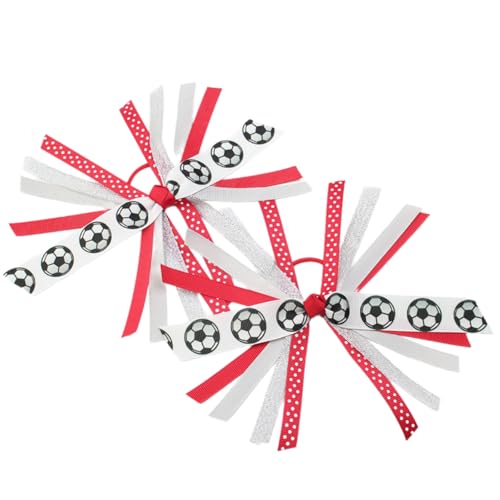 Softball-Pferdeschwanz-Halter, Sport-Haargummis, modisches Haar-Accessoire, Fußball-Muster, Haarbänder für Damen und Mädchen, 2 Stück von Qsvbeeqj