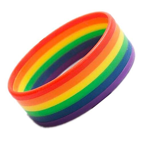 Sport-Armband aus Silikon, mit Regenbogen-Buchstaben, weich, bequem, langlebig, für Sportveranstaltungen und Wohltätigkeitsorganisationen, Metall-Haarbänder für Herren von Qsvbeeqj