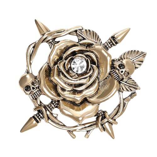 Vintage Schädel Und Rose Brosche Schöne Pin Legierungs Textur Geeignet Für Gotische Mode Enthusiasten Und Festival Outfits Einzigartiger Leichtmetallschmuck von Qsvbeeqj