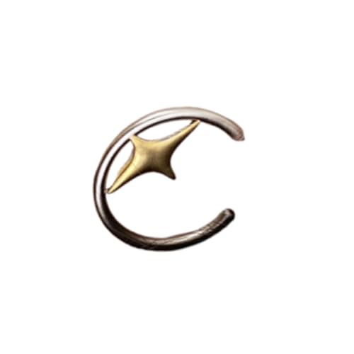 Vintage Starry C Förmige Legierungsohrringe Leichter Schmuck Für Freizeit Und Party Outfits Trendy Distressed Metal Star Ohrring von Qsvbeeqj