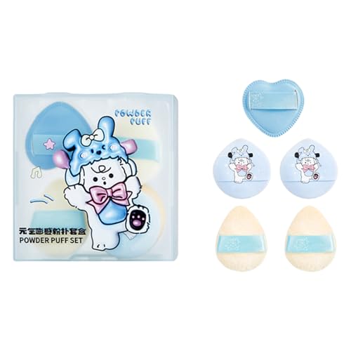 Weiche Puderquaste für Damen und Mädchen, tragbar, präzise, Make-up-Anwendung, mit Riemendesign, 5 Stück von Qsvbeeqj