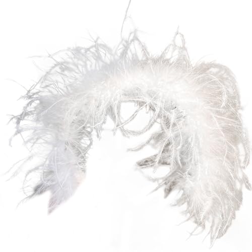 Weißes gefiedertes Haarband, leicht, tragbar, modisches Accessoire für Weihnachten, Festivals, Partys und Hochzeiten von Qsvbeeqj