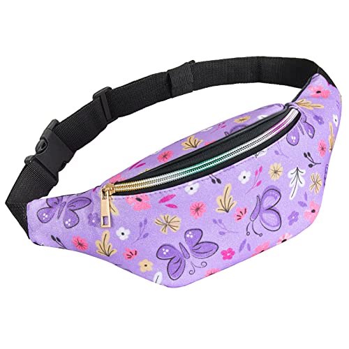 QtGirl Gürteltasche für Kinder, Glitzer-Hüfttasche, glänzende Taschen mit verstellbarem Gürtel für Kinder, Sport, Laufen, Camping, Ausflug, Schmetterling, Einheitsgröße von QtGirl