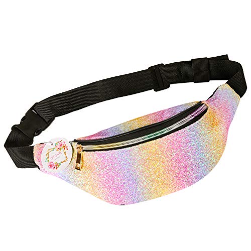QtGirl Mädchen fanny-pack glitter gürteltasche glänzende taschen mit verstellbaren gürtel einheitsgröße regenbogen QtGirl Mädchen fanny-pack glitter gürteltasche glänzende taschen mit verstellbaren gürtel einheitsgröße regenbogen von QtGirl