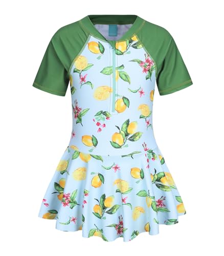 Mädchen Einteiliger Badeanzug Kinder Bademode mit Rock Schwimmanzug für Mädchen mit Reißverschluss 146 152/11-12 Jahre von Qterdiz